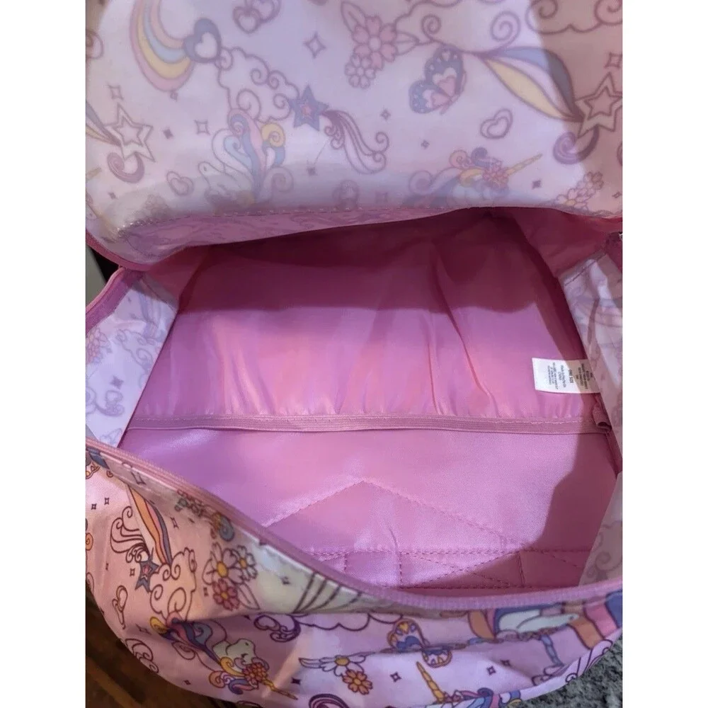 Pink Unicorn Kids Backpack 17”School Bag Rainbow Stars Girls Travel Bookbag New